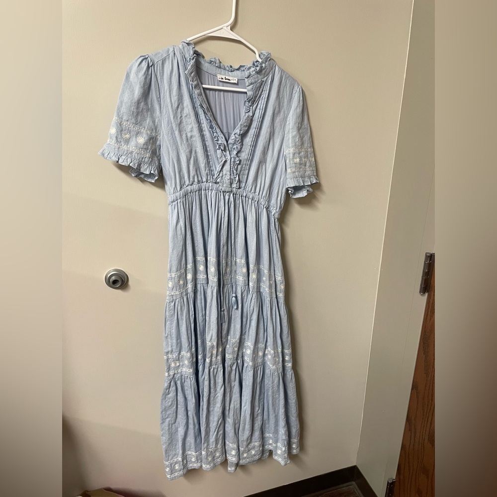 Pale Blue Button Up Midi Dress🦋